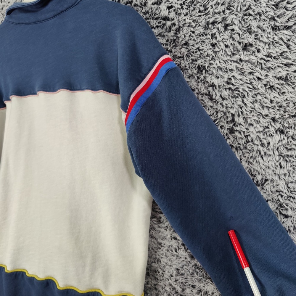 PILCRO Anthro Women Medium Colorblock 1/4 Zip Pullover Sweatshirt Collar Blue - Picture 8 of 10